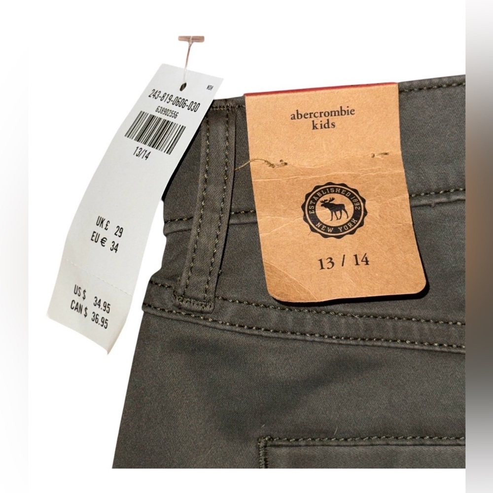 Abercrombie Kids Army Green Sueded Stretch Girls Cargo Skirt Sz 13/14 NWT $35 - Picture 7 of 8